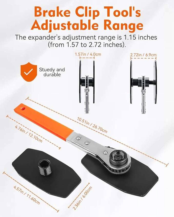 Witaxima 4 in 1 Brake Caliper Compression Tool, Upgraded Caliper Piston Compressor Tool with 360° Swing Ratchets, Brake Pad Spreader, Includes 4 Brake Caliper Hangers for Car Brake Repair Orange