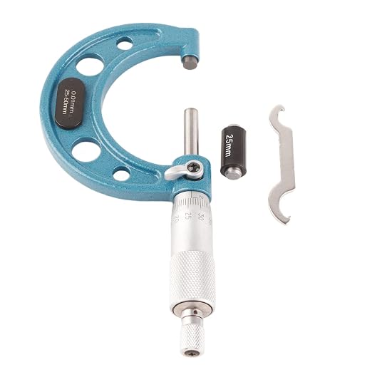 Walfront Outside Micrometer Outer Diameter Micrometer Micrometers Tool Measurement for Metric Thickness Outside Micrometers (25-50mm)