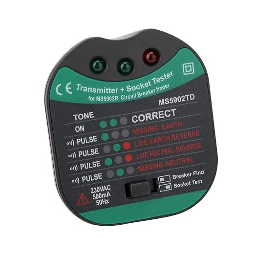 MS5902 Automatic Circuit Breaker Finder Socket Tester Tools Electrical Circuit Breaker Finder Socket Tester (EU Plug)