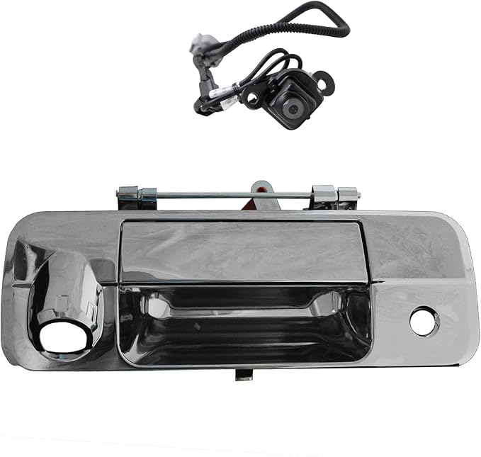 TRQ Chrome Tailgate Handle Reverse Backup Camera Kit Set Compatible with Tundra Pickup Truck