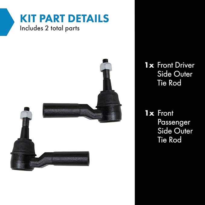 TRQ Outer Driver and Passenger Side Tie Rod Set 2 Piece Compatible with 2011-2023 Chevrolet Silverado Silverado 2500 HD 3500 HD GMC Sierra Sierra 2500 3500