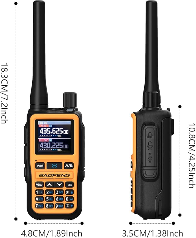 BAOFENG UV-5R Mini Two Way Radio BF-5R Mini Walkie Talkie Wireless Power Adjustable Tiny Size Frequency Copy 999 Channels Type-C Four Colors Portable Ham（2 Pack） (Orange)