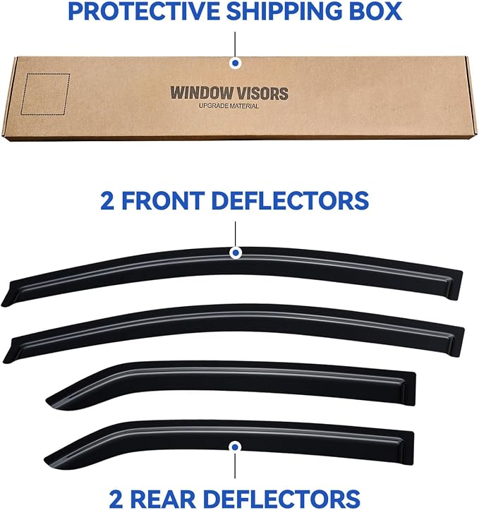 Window Visors Rain Guards for 2007-2013 Toyota Yaris Sedan, Out-Channel Window Vent Wind Deflectors Visors Shades for 07-13 Toyota Yaris