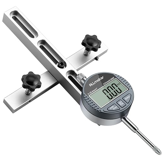 Digital Table Saw Gauge with Dial Indicator 0-1 Inch Range,CNC Machined Aluminum Bar for Fence Alignment on Table Saws Bandsaws (Fits 3/4" or 19mm Groove Width)