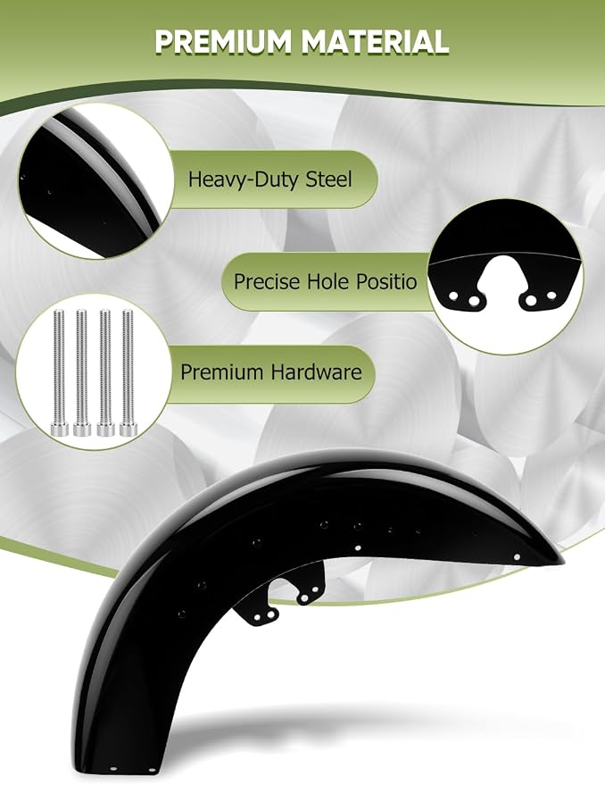 Front Fender for Harley Touring Street Glide 2014-2026 Road Glide 2015-2026 | Custom Fit Steel Wrap Around Fender, Fits 17 18 19 21 Inch Wheels, Protects from Road Debris for long highway touring comfort