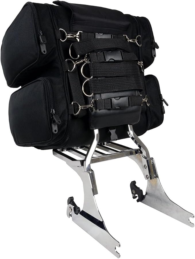 Milwaukee Leather SH681 Medium Black Textile Ultra Touring Motorcycle Sissy Bar Bag - Medium