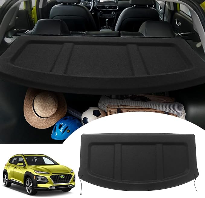 Powerty Cargo Cover for 2018-2023 Hyundai Kona Trunk Cover Trunk Shielding Shade for Kona Accessories Cargo Luggage Cover No Gap (Can Withstand Load)