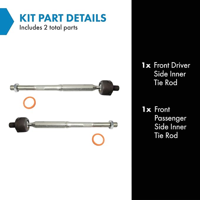TRQ Front Inner Tie Rod Set 2 Piece Compatible with 2017-2023 Mazda CX-5