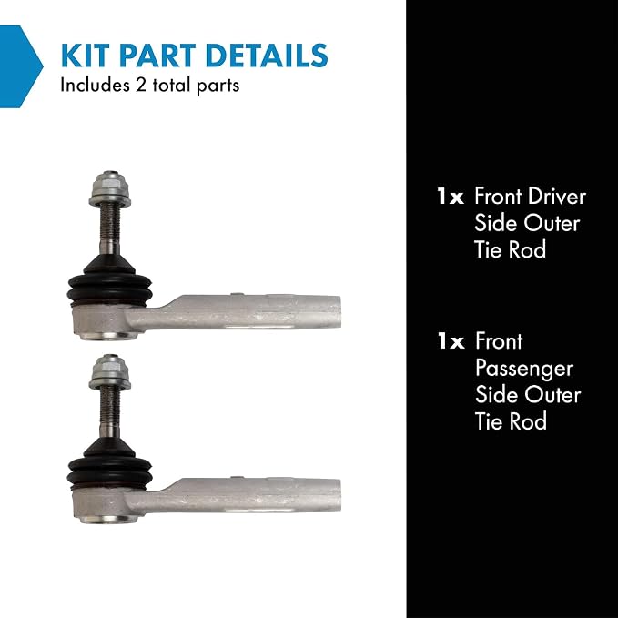 TRQ Front Outer Tie Rod Set 2 Piece Compatible with 2016-2021 Tesla S 16-20 X