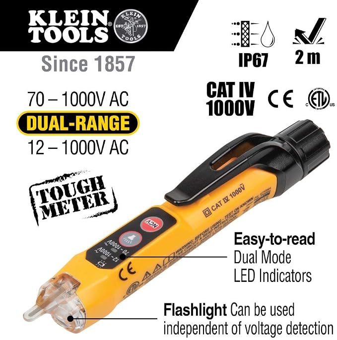 Klein Tools Electrical Test Kit with Digital Multimeter, Non-Contact Voltage Tester, Receptacle Tester | Klein Tools Circuit Breaker Finder with GFCI Outlet Tester