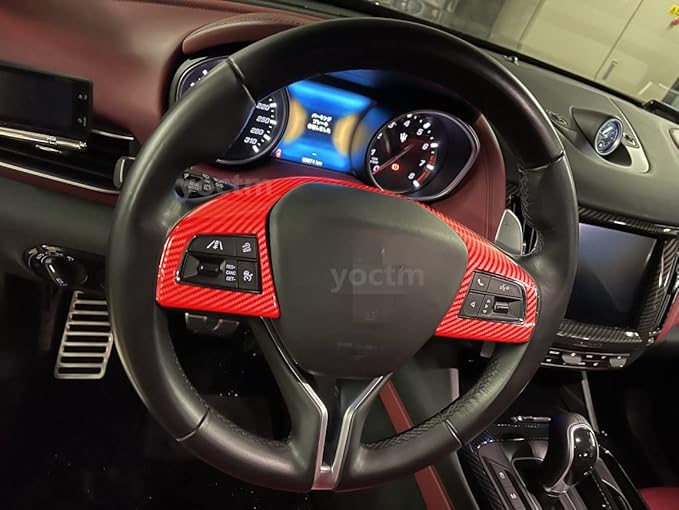YOCTM ABS Black Carbon Fiber Look Cover Trim Decorative Strip for Maserati Levante 2016 2017 2018 2019 2020 Ghibli 2014 2015 2016 2017 2018 2019 2020 (Red Carbon Fiber Look)