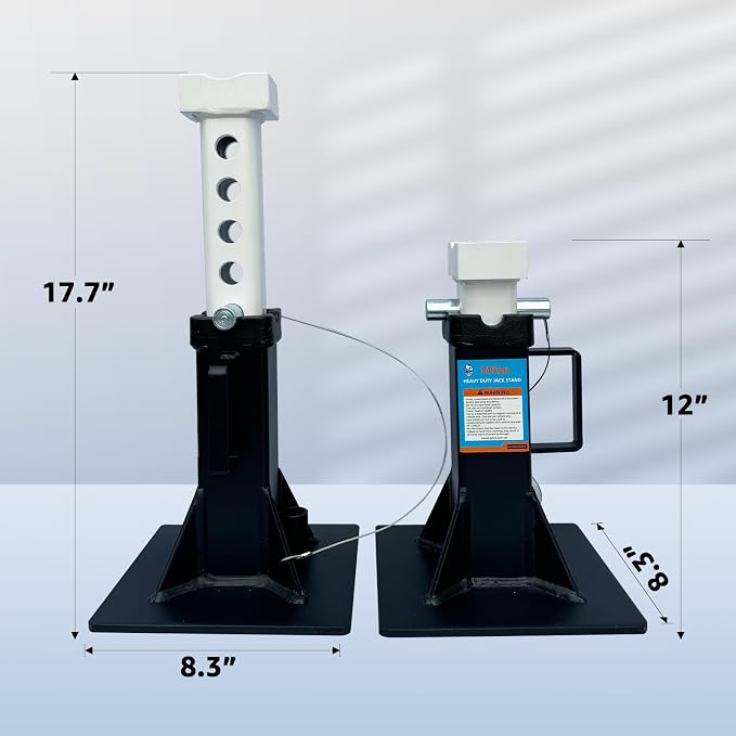 HKTE 14 Ton Jack Stands 28000 lbs Heavy Duty Car Jack Stands Adjustable 12''–17.7'' Vehicle Jack Stands Wide Base Dual Lock Steel Automotive Jack Stands for Trucks SUVs Garage,2 Pack