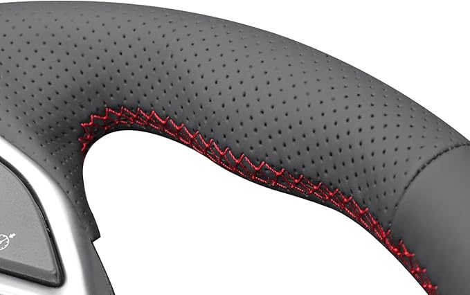 MEWANT for Camaro Steering Wheel Cover 2016-2024 Hand-Stitched for Chevy Camaro Car Steering Wheel Wrap