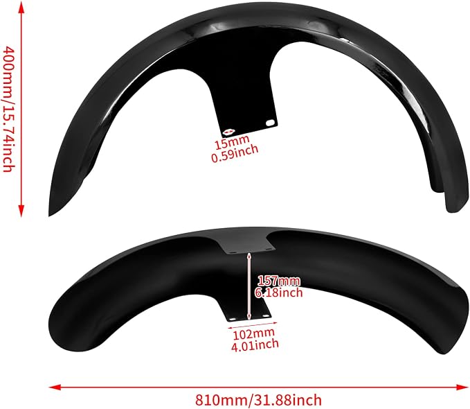 Front Fender 19'' 21'' 23'' Wheel Wrap Fit For Harley Touring Street Glide Road King Electra Glide Baggers (120/R23 Gloss Black)