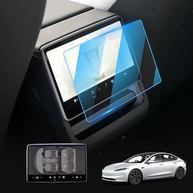 8" Rear Display Back Screen Protector for 2024 2025 2026 Tesla Model 3 , 2025 2026 Tesla Model Y Juniper Premium Performance 8" Rear Touchscreen Accessories -Tempered Glass Glossy/Anti Finger Print