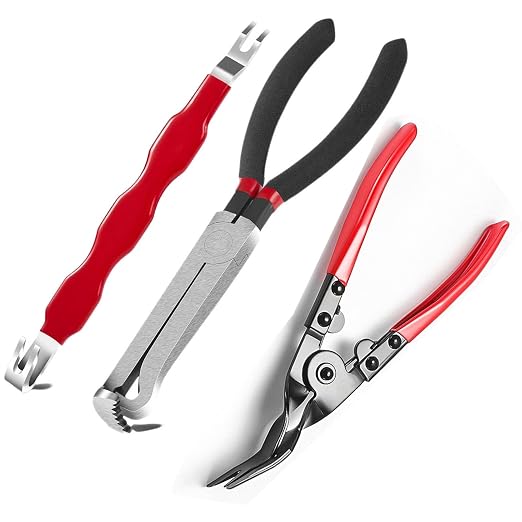 LUOWPZI 3 Pieces Electrical Disconnect Pliers for Cars, Automotive Electrical Plug Connector Disconnect Tool and Connector Separator and Interior Upholstery Trim Clip Pliers Remover Tool