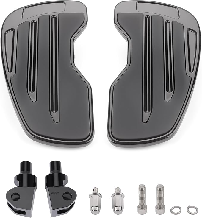 Anti-Slip Rider Floorboards Compatible with Honda Rebel 300 500 CMX300 CMX500 2017-2025 Front Footpegs Driver Aluminum Highway Pegs Accessories (Gloss Black A)