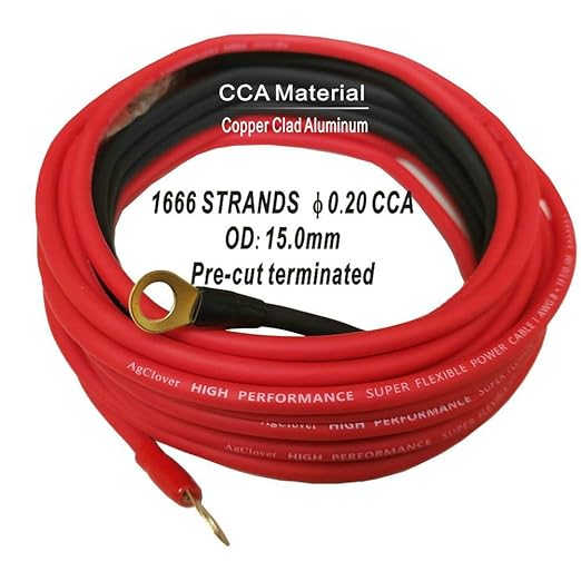 1/0 Gauge Amplifier Wiring Kit, Power Handling Complete Amplifier Wire Kit for High-Performance Car Audio Maximum Sound Quality and Power Efficiency to Your Radio, Subwoofers and Speakers AGAK0