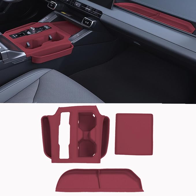 Suitable for 2026 Toyota RAV4 Central Control Protective Pad,Passenger Storage Organizer Mat,Interior Accessories Center Console Glove Box Organizer Tray (Red)