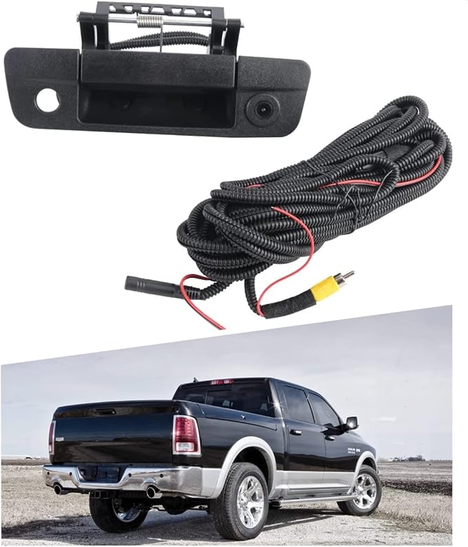 DYRDINSHOW Tailgate Replace Rear View Camera Backup Tailgate Handle Camera Compatible with Dodge Ram 2009-2017,Tailgate Door Handle Replacement Camera(Color: Black)
