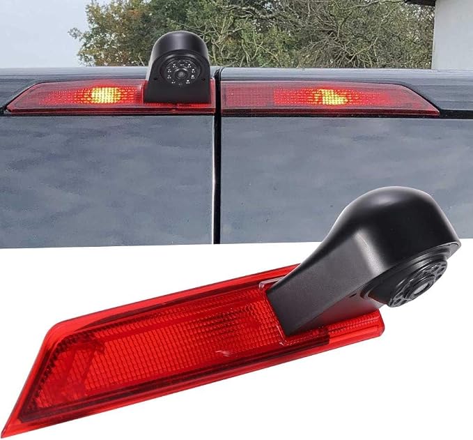 Car Third Roof Top Mount Brake Lamp Reverse Camera Sprinter Brake Light Backup Rear View Camera with 7 inch LCD Monitor for Ford Transit Custom 2012-2016