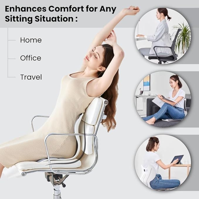Ergonomic Lumbar Support Cushion,44.5mm x 410mm x 340mm, Standard Size, for Shoulder and Back Posture, 110-265 lbs Capacity