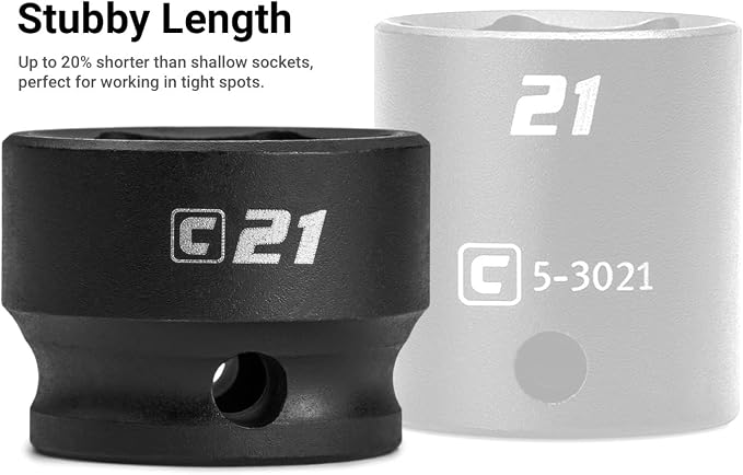 Capri Tools Stubby Impact Socket Set, Powerbuilt Socket Levers for Boats, RVs, Off Road Vehicles - 3/8" & 1/4" Drive, 15-Pieces