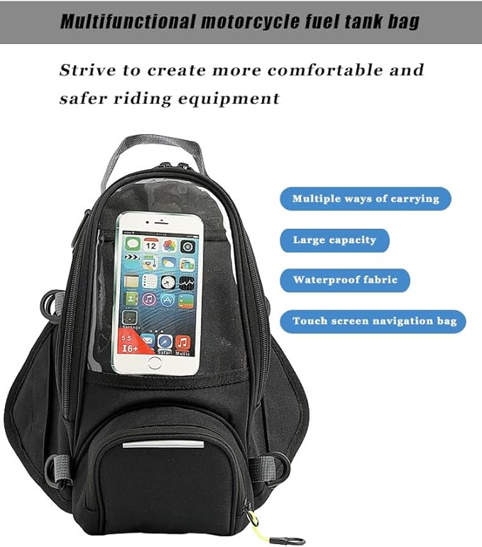 Motorcycle Tank Bag for Suzuki Gsxr 600 750 2006-2016, Magnetic Petrol Tank Bag with Waterproof Touch Screen Phone Pouch, Oxford Cloth Motorcbike Gas Oil Pouch