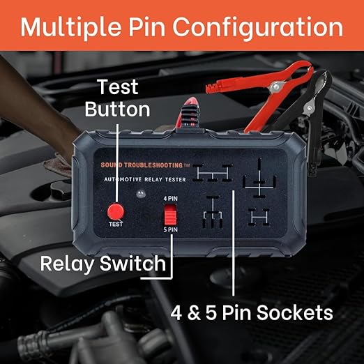 Automotive Relay Tester with Relay Puller - 12V Auto Relay Diagnostic Tool, Car Relay Tester with Battery Clips, Relay Testing Kit, Electrical Systems Tool | Patented