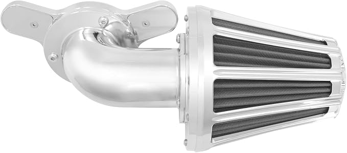 Air Cleaner Filter 90° Forward-Facing Intake Kit CNC Fit for Harley Touring Softail Dyna Sportster XL (Chrome Housing Grey Element, B For Touring 00-07,Softail 00-15,Dyna 00-17)