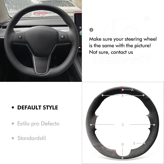 MEWANT Hand Stitch Athsuede Steering Wheel Cover for Tesla Model 3 2017-2020 DIY Steering Wheel Protector