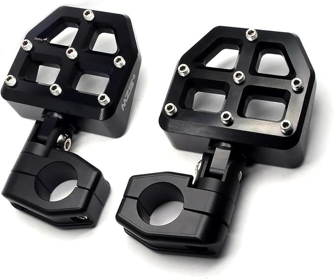 MZS Motorcycle Highway Pegs, 1.25" Highway Foot Pegs Mount Short CNC Aluminum Compatible with Road King Softail Road Electra Street Glide Sportster Vulcan Chief Boulevard for 1 1/4 Engine Guard