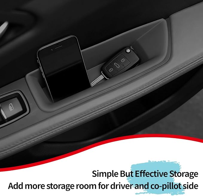 4PCS Car Door Side Organizer Tray for Porsche Macan Accessories 2014-2026, Front Rear Door Side Insert Storage Box for Phone, Keys, Cards, Car Accessories Interior (Red for Ma-can 2014-2026)