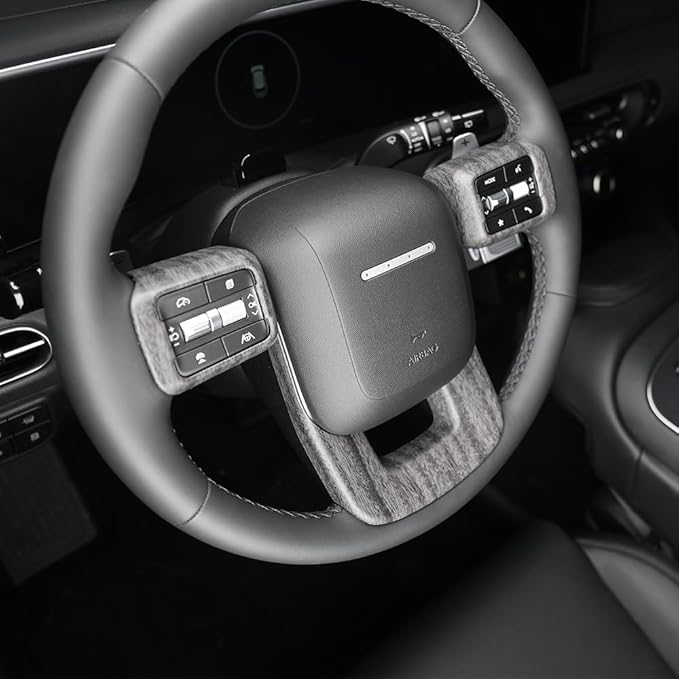 Steering Wheel Trim Cover Compatible with Santa FE 2024 2025 Hyundai IONIQ 9 Accessories(Wood Grain)