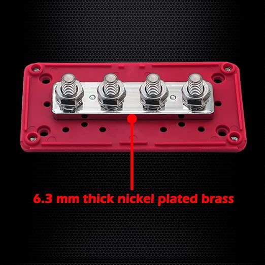 4 x M10 (3/8") Studs Power Distribution Block Bus Bar 12V, Ampper Waterproof HD 300A Marine BusBar Battery Distribution Block W/Cover for Auto Boat Solar (Red)