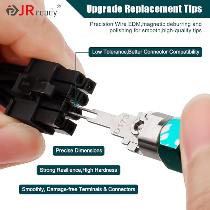 JRready ST5255-05 Pin Extractor Tool Kit, Terminal Removal Tool with 5PCS Replacement Tips, for Molex Mini-Fit Jr., Micro-Fit 3.0,3P/4P PC Fan, AMP Micro Mate-N-Lok Series Connectors