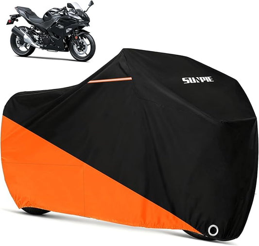 SUNPIE Motorcycle Cover for Kawasaki Ninja 400 500 650 1100SX Z500 Z600 Z650 Z900 Z1100, All Weather Protection Waterproof Outdoor Covers Motorbike Windproof Design UV Resistant Scratch Proof