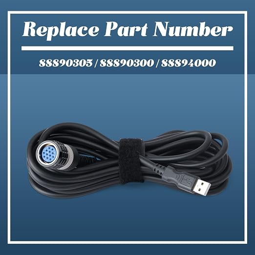88890305 Scanner Diagnostic Cable USB Adapter Connector Compatible with Volvo Truck Excavator Automotive Vehicle Parts, Replace for VOCOM 88890300 for VOCOMII 88894000 12-Pin