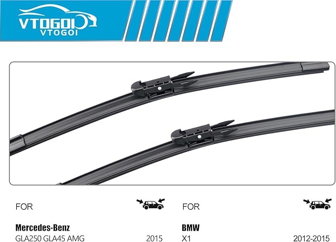 OEM Windshield Wiper Blades Replacement for BMW X1 2012 2013 2014 2015 Mercedes-Benz GLA250 2015, All Weather Original Factory Quality Front & Rear Wipers Set 24"+19"+12" (Pack of 3)