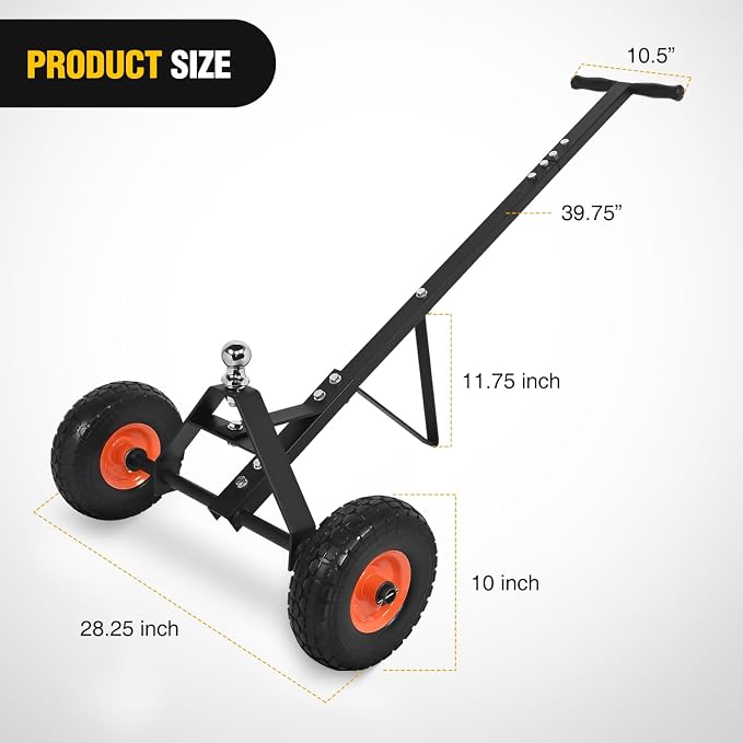 Nilight Boat Trailer Dolly Solid Steel Heavy Duty 600 Pound Capacity with 10" Polyurethane Tires 1-7/8" Hitch Ball