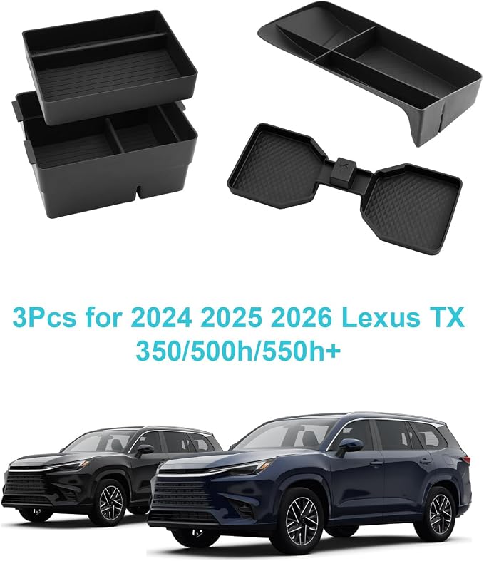 CDEFG 4Pcs for 2026 Lexus TX Center Console Organizer for 2024 2025 2026 Lexus TX 350/500h/550h+ Accessories Middle Console Tray Armrest Storage Box Dasboard Storage Tray Cup Holder