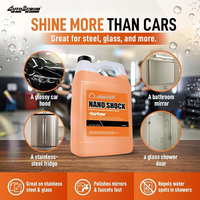 Nanoskin NANO SHOCK One-Step Ceramic Shield & Gloss 5 Gallons – SiO2 Spray Sealant, Clay Lubricant & Hydrophobic Coating | Easy Spray-On Wipe-Off Gloss for Cars, Trucks & RVs