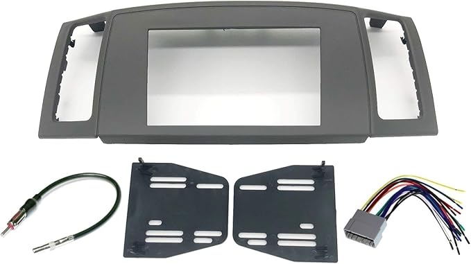 Double Din Navigation Radio Bezel Dash Install Kit with Standard Wiring Harness and Antenna Adapter - Khaki Compatible with Jeep Grand Cherokee 2005-2007