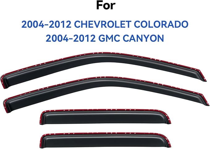 in-Channel Window Visors Rain Guards Shield for 2004-2012 Chevy Colorado/GMC Canyon Crew Cab, Window Vent Wind Deflectors Visors Shades for 04-12 Colorado/Canyon