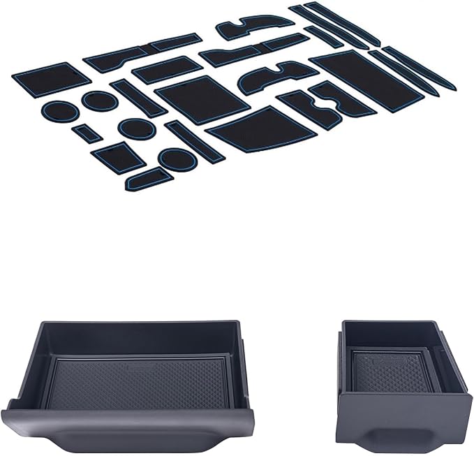 JDMCAR Liner Accessories (Blue Trim) and Storage Drawer Compatible with Toyota 4Runner Accessories 2014-2022 2023 2024