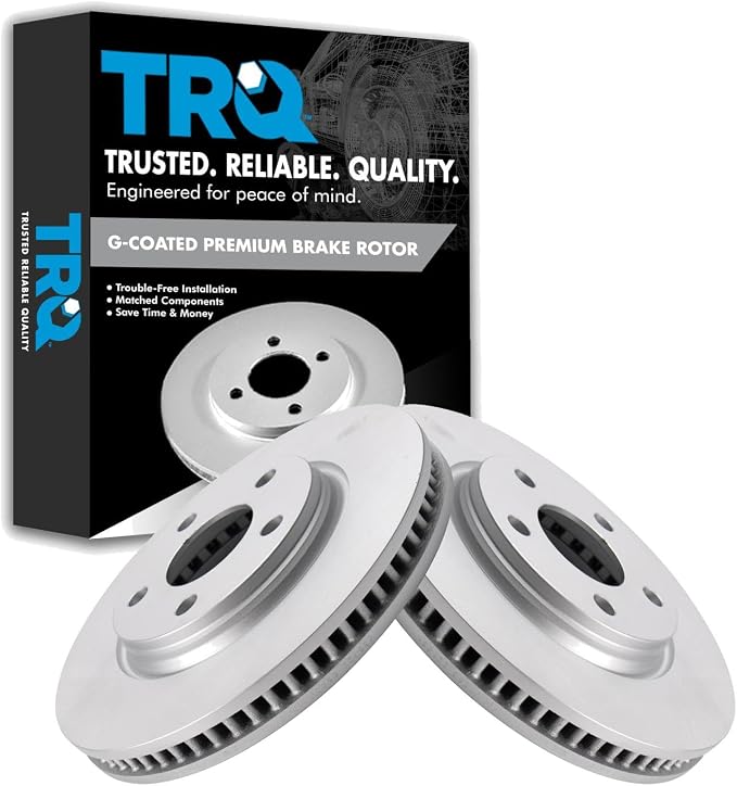 TRQ Front Brake Rotor Set G Coated Vented Compatible with 2005-2009 Buick LaCrosse 2005 Terraza 2005 Chevrolet Uplander 2004-2008 Pontiac Grand Prix 2005 Montana 2005 Saturn Relay