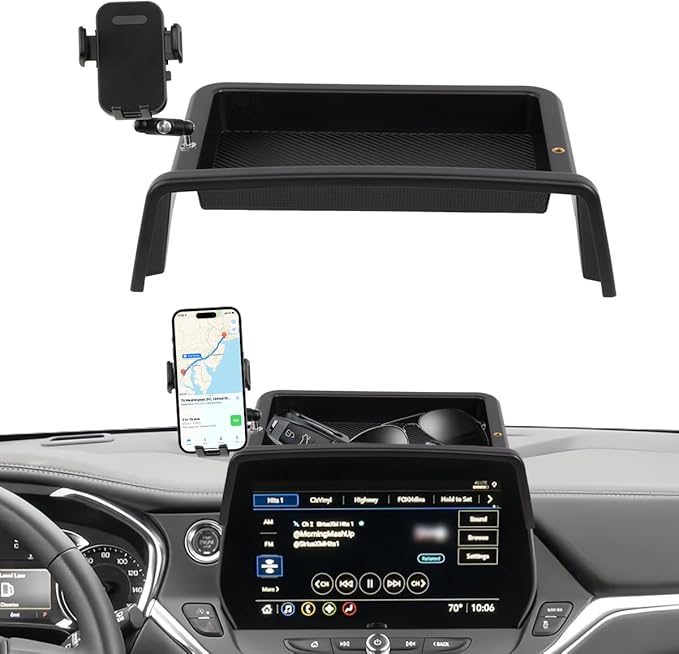 Car Phone Holder Compatible with Chevy Blazer 2023 2024 2025 Accessories 10.2-Inch Screen Fixed Clip, Cell Phone Mount with Dash Tray Center Console Organizer Hands-Free 360° Rotation