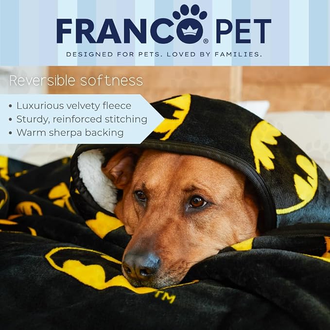Batman DC Comics Waterproof Dog Bed Cover, Large 50x60 Pet Blanket for Furniture Bed Couch Sofa, (Officially Licensed) by Franco
