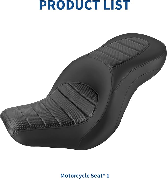 One-Piece Driver Passenger Seat Motorcycle 2-Up Seat Compatible with Harley Sport Glide FLSB Low Rider FXLR FXLRS FXLRST 2018-Later (Black Stripe Stitching)