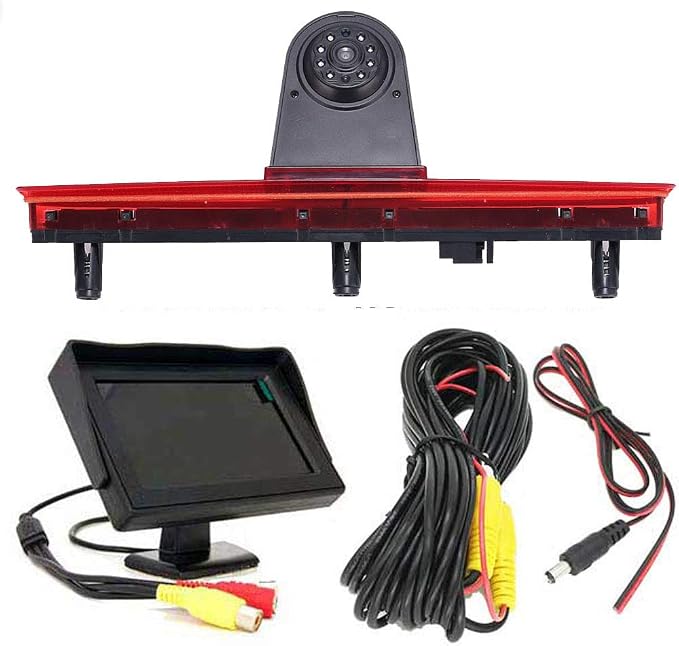 HD Brake Light Rear View Backup Camera Set with 4.3 Inch LCD Monitor,Transporter Night Vision Car Roof Reversing Camera Replacement for VW T5 Bus Transporter Multivan Caravelle Bussiness 2003-2015 Bj